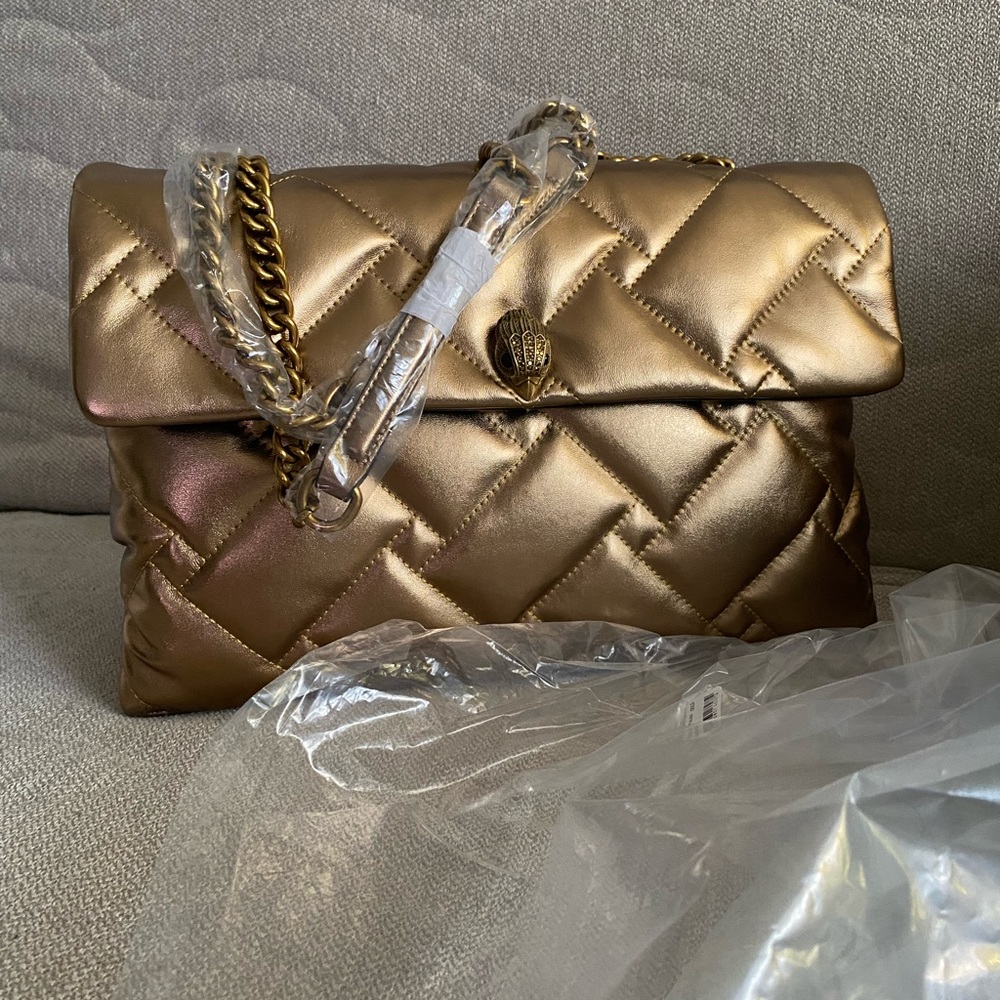 Kurt Geiger London Kensington Soft Leather Gold Quilted XXL Bag